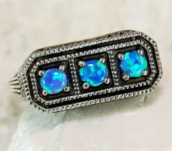 1CT Natural Blue Fire Opal ~ 925 Solid Sterling S… - image 1