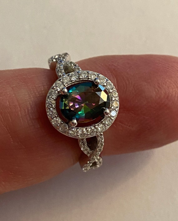 Gorgeous Mystic topaz and White Topaz Ring 6