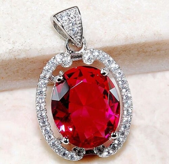 4CT Natural Ruby and White Topaz, 925 Solid Sterl… - image 1