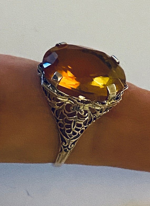 NATURAL Citrine Ring Sterling Silver Edwardian Jewelry US SELLER-Giftwrapped 