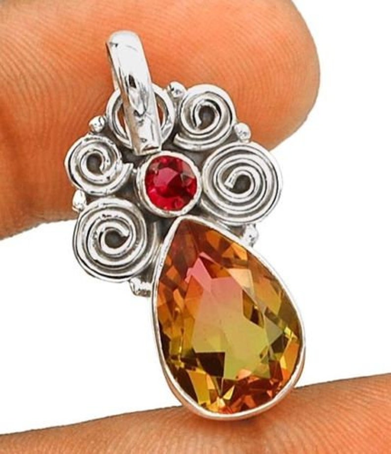 5CT Tourmaline Quartz 925 Solid Sterling Silver Pendant