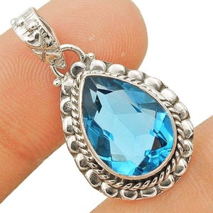 5CT Tanzanite ~ 925 Solid Sterling Silver Pendant 1 1/5&quot; Long ~ Comes with Chain