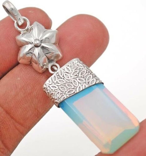 30CT Natural Fire Opalite 925 Solid Sterling Silve