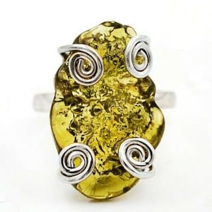Czech Moldavite. 925 Sterling Silver Ring Jewelry Size 8
