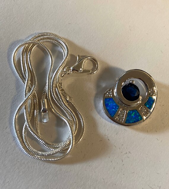 Natural Sapphire and Australian opal pendant - So… - image 3