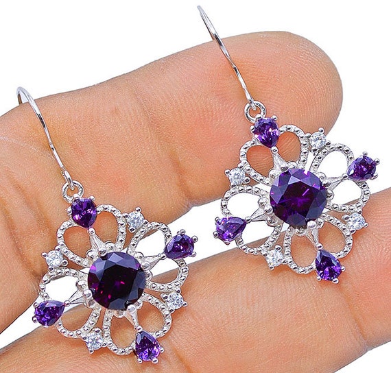 4CT Natural Amethyst with White Topaz ~ Sterling … - image 1