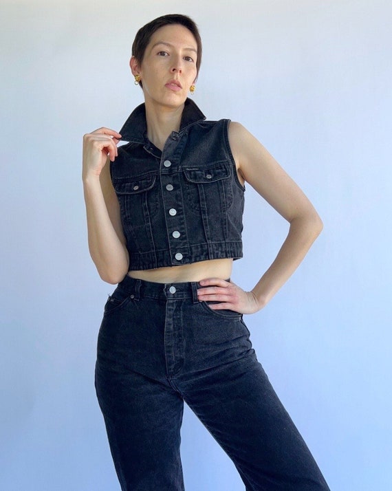 Vintage 90s Guess Jeans Black Cropped 