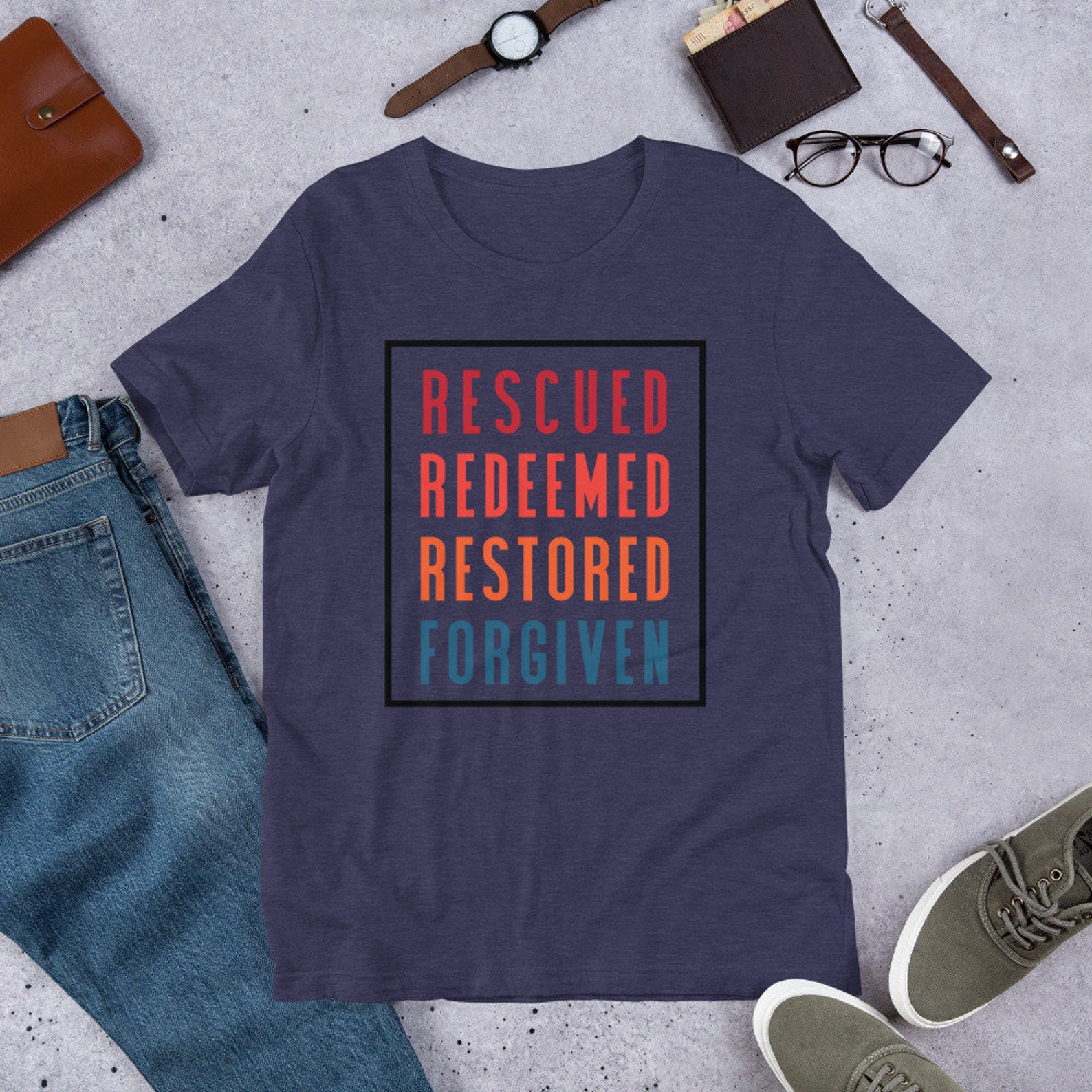 Rescued Redeemed Restored Forgiven Christian Gift Christian - Etsy