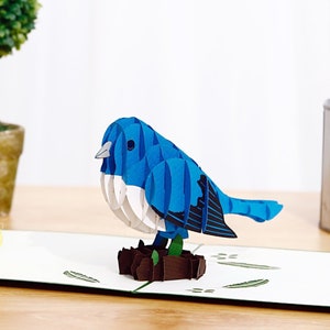 Cartão pop-up de pássaro azul Liif, cartão de pássaro 3D, cartão de feliz aniversário, cartão de aniversário pop-up, cartão de aniversário 3D, cartão de dia das mães, presente para amantes de pássaros