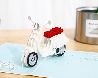 Liif Vespa Scooter Pop Up Card, 3D Love Pop Cards, Pop Up Birthday Card, Father's Day Card, 3D Motorcycle Card, Sport bike Card, Vespa card
