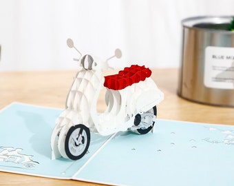 Vespa Scooter 3D Pop Up Card, Father's Day Birthday Card