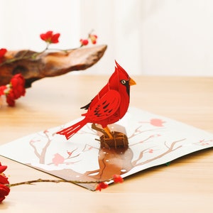 Tarjeta navideña emergente con diseño de cardenal 3D de Liif, tarjeta con pájaro cardenal, tarjeta navideña, feliz año nuevo, Navidad, tarjeta de Acción de Gracias, invierno, vacaciones