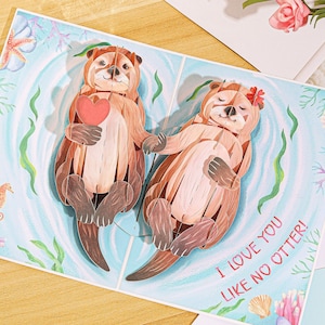 Tarjeta de San Valentín Love Otter, tarjeta de aniversario para esposa, pareja y esposo