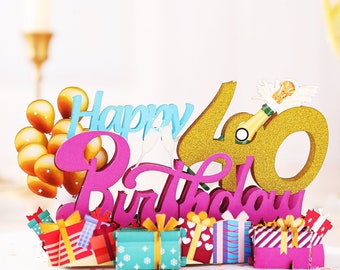 Happy 40th Birthday 3D Pop Up Greeting Card