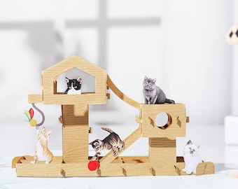 Carte d'anniversaire de chat Liif, carte d'arbre à chat pop-up 3D pour amoureux des chats