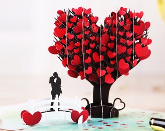 3D Love Tree Anniversary Card, Happy Anniversary Card,  Valentines Day Card, Engagement Card - For Her, Wife, Him,  Funny