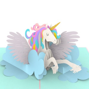 Liif Magical Unicorn 3D Greeting Pop Up Card, Baby Shower, Carte d'anniversaire de licorne pour fille, fille, enfants, cadeau de licorne, fait à la main