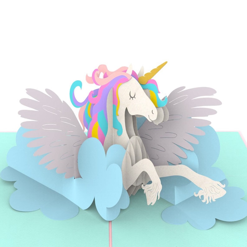 Liif Magical Unicorn 3D Greeting Pop Up Card, Baby Shower, Unicorn Birthday Card For Girl, Daughter, Kids, Unicorn Gift, Handmade 