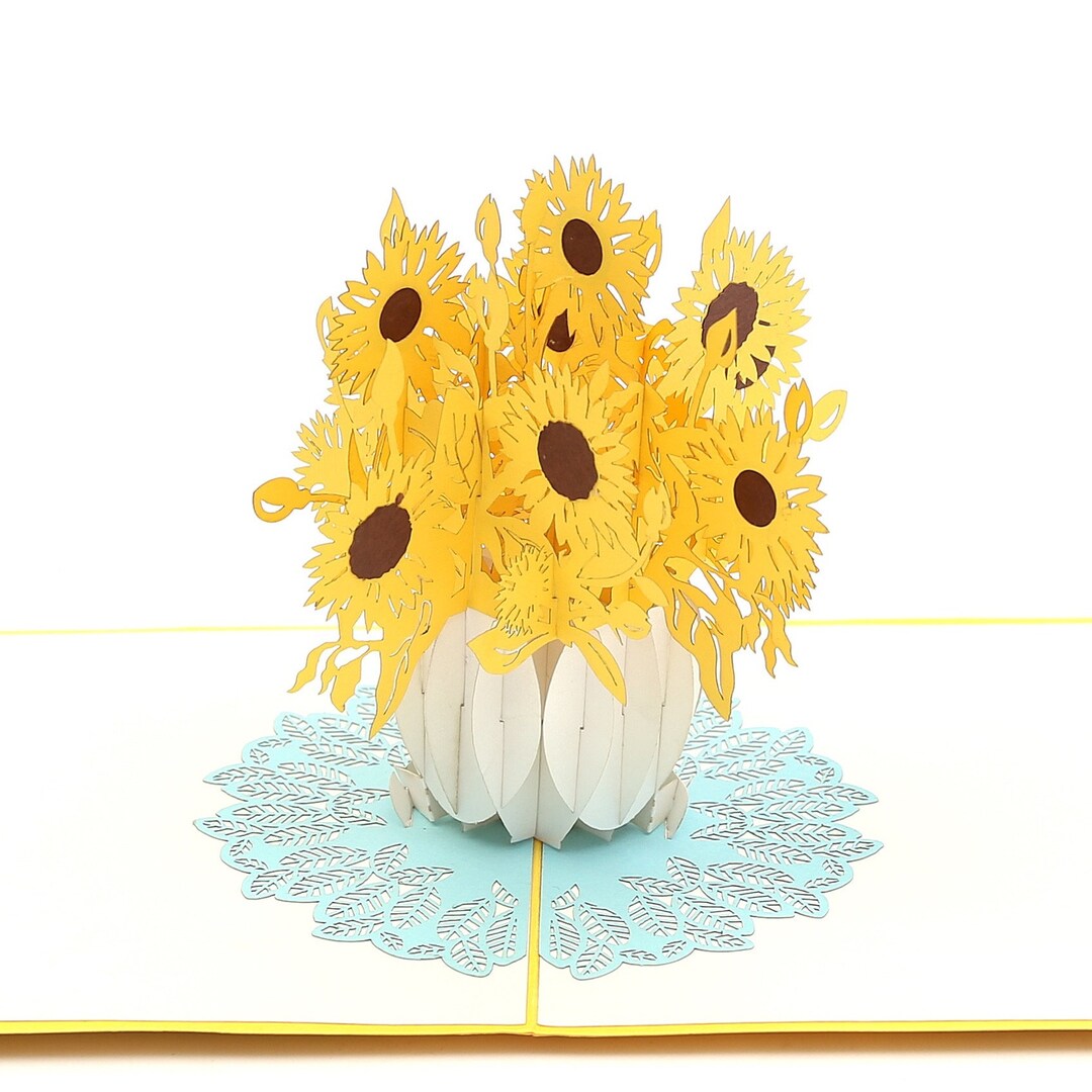 Sunflower Bouquet Pop up Card, 3D Floral Greeting - Etsy