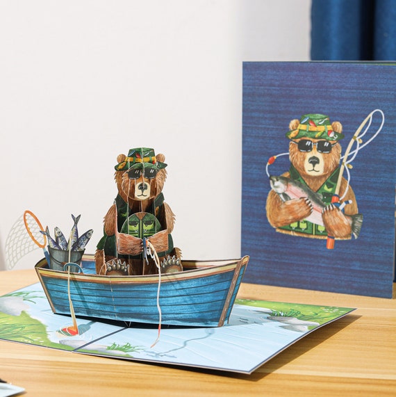 thumbnail image 2 of 3D Pop Up Fishing Card – Birthday, Father's Day, Get Well – Handmade Style 2 of 5