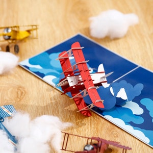 Liif Airplane Carte pop-up de fête des pères, Carte de vœux biplan 3D, Joyeux anniversaire pour les enfants, Carte de fête des pères, Carte de félicitations