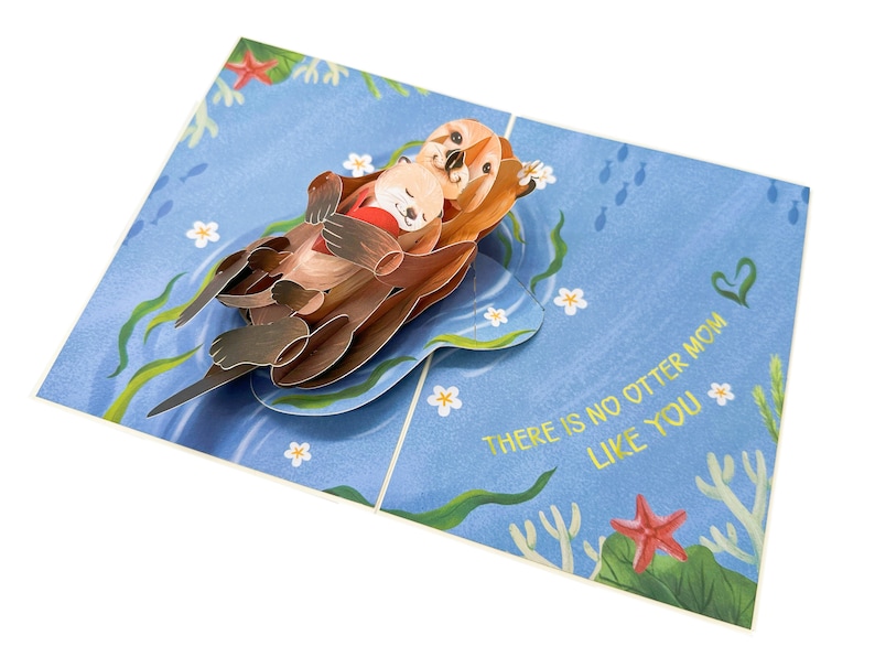 Mothers Day Card, ' No Otter Mom Like You ' Pop Up Mothers Day Card, Birthday Card For Mom, Mother, Otter card. image 2