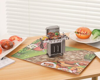 LINPopUp Biglietto Pop-up 3D A Forma Di Barbecue – Compleanno Uomo, Papà, Amico, Invito Grigliata, Fatto A Mano, N113 - 6