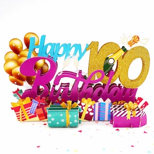 Liif Happy 100. Geburtstagskarte, 3D Grußkarte Pop Up Geburtstagskarte, 100 Jahre alt, 100. Geburtstagsgeschenk - Für Männer, Frauen, Oma