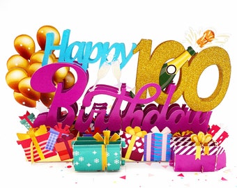 100th Birthday Pop Up Card, Handmade Celebration Gift