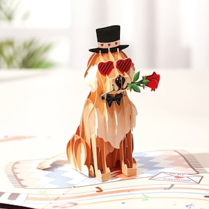 Liif Love Puppy Dog Valentines 3D Greeting Pop Up Card - Cute, Happy Birthday, Anniversary, Valentine’s Day - For Wife, Husband, Girlfriend