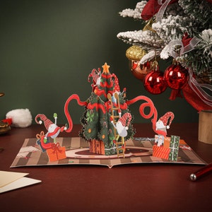 Liif Carte naine de Noël, carte de Noël pop-up 3D