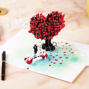 3D Love Tree Anniversary Card, Happy Anniversary Card, Valentines Day Card, Engagement Card For Her, Wife, Him, Funny image 2