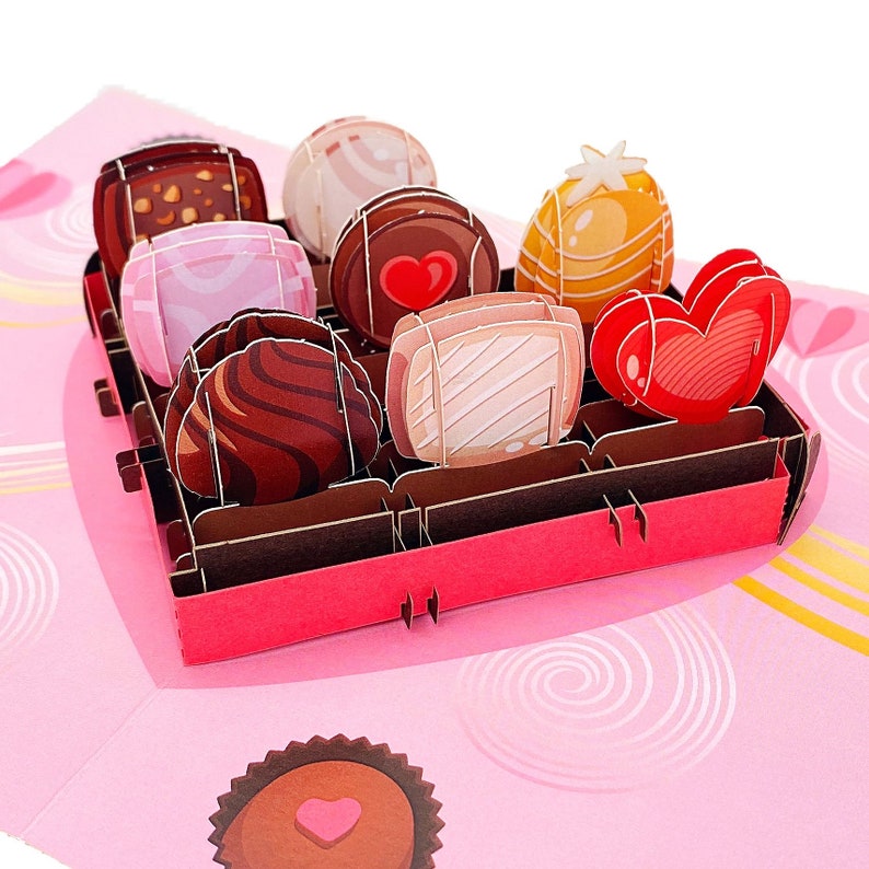 Liif Sweet Chocolate Box 3D Greeting Pop Up Valentine Cards, Valentines Day Card, Mother's Day, Heart, Birthday Card For Boyfriend, Girl image 4