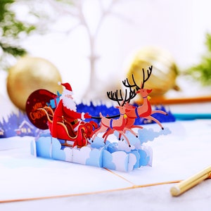 Liif Santa Sleigh And Reindeer 3D Greeting Pop Up Christmas Card, Happy Christmas Card For Kids, Boy, Girl, Xmas, Holiday Large Size 8 X 6 image 8