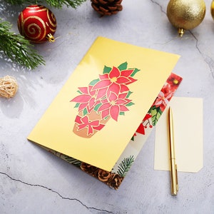 Liif Poinsettia Christmas Card, 3D Greeting Pop Up Christmas Card, Xmas Card, Holiday Card, Xmas Card, Happy Christmas Card image 5