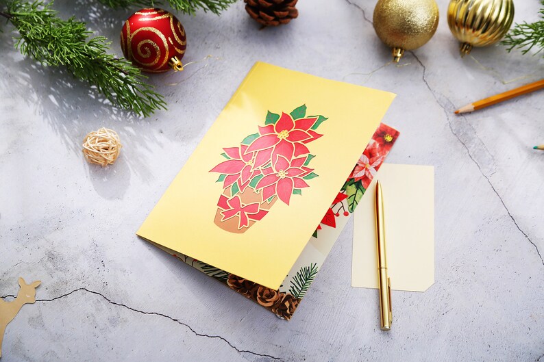 Liif Poinsettia Christmas Card, 3D Greeting Pop Up Christmas Card, Xmas Card, Holiday Card, Xmas Card, Happy Christmas Card image 5