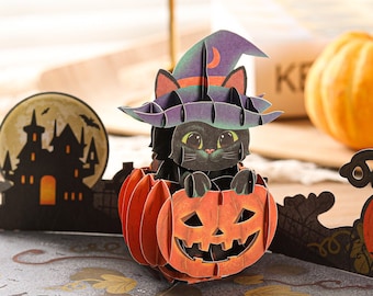 Liif Black Cat Halloween Card, 3D Pop Up Halloween Card
