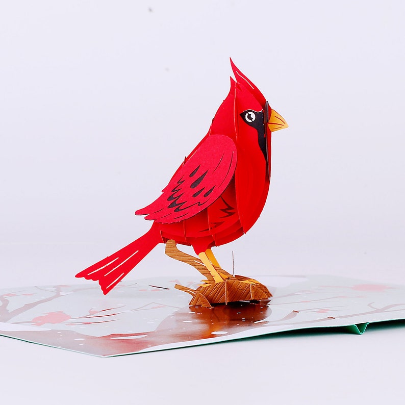 Liif Cardinal 3D Greeting Pop Up Christmas Card, Cardinal Bird Card, Christmas Card, Happy New Year, Xmas,Thanksgiving Card, Winter, Holiday image 3