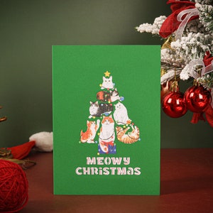 Christmas Card, Funny Cat Merry Christmas Card, Happy Holiday Cat Card, 3D Pop Up Christmas Card image 3