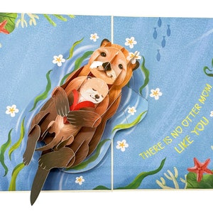 Mothers Day Card, ' No Otter Mom Like You ' Pop Up Mothers Day Card, Birthday Card For Mom, Mother, Otter card. image 3