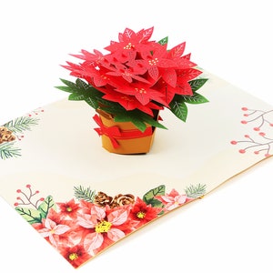 Liif Poinsettia Christmas Card, 3D Greeting Pop Up Christmas Card, Xmas Card, Holiday Card, Xmas Card, Happy Christmas Card image 6