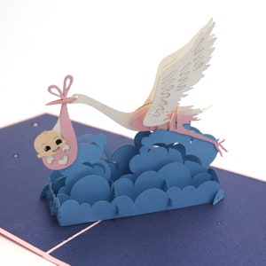 Liif Baby & Stork Pop Up Card, 3D Bird Pop Up Card, Pop Up Card for Birthday, Baby Shower, Newborn Announcement, Congratulations
