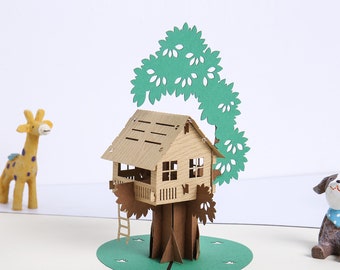 Liif Tree House Pop Up Card, 3D House Pop Up Greeting Card, Pop Up Card For All Occasions, Birthday, Kids, Father's Day, Congratulations