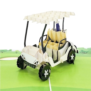 Liif Golf Cart Father's Day Pop Up Card for All Occasions, Retirement, Happy Birthday Card, Fathers Day Card, Golf Gifts for Men, Women