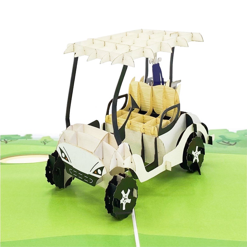 Liif Golf Cart Father's Day Pop Up Card for All Occasions, Retirement, Happy Birthday Card, Fathers Day Card, Golf Gifts for Men, Women 