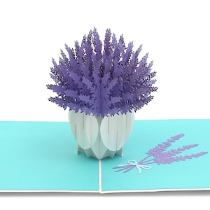 Liif Lavender Blooms Pop Up Card, 3D Flower Greeting Card, Pop Up Cards Birthday, Mother's Day Card, Anniversary Card, Wedding, Get Well Card