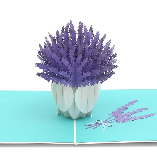 Lavender Blooms Pop Up Card, 3D Flower Greeting Card