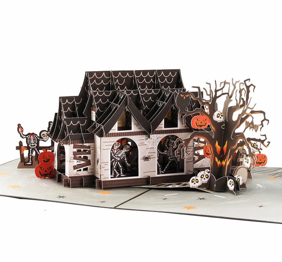 Halloween Cards, Haunted House Card, Funny Halloween Card For Kids, Funny, Halloween Gift, Halloween Card Handmade, Pop Up Halloween Card