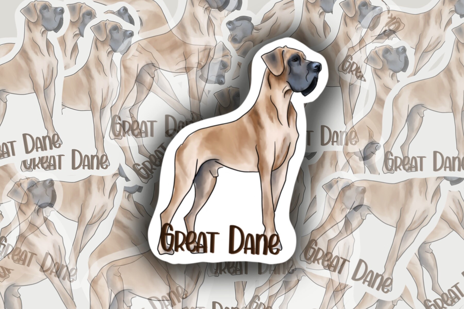 Great Dane Illustration Vinyl Sticker or Iron On for Laptop | Etsy