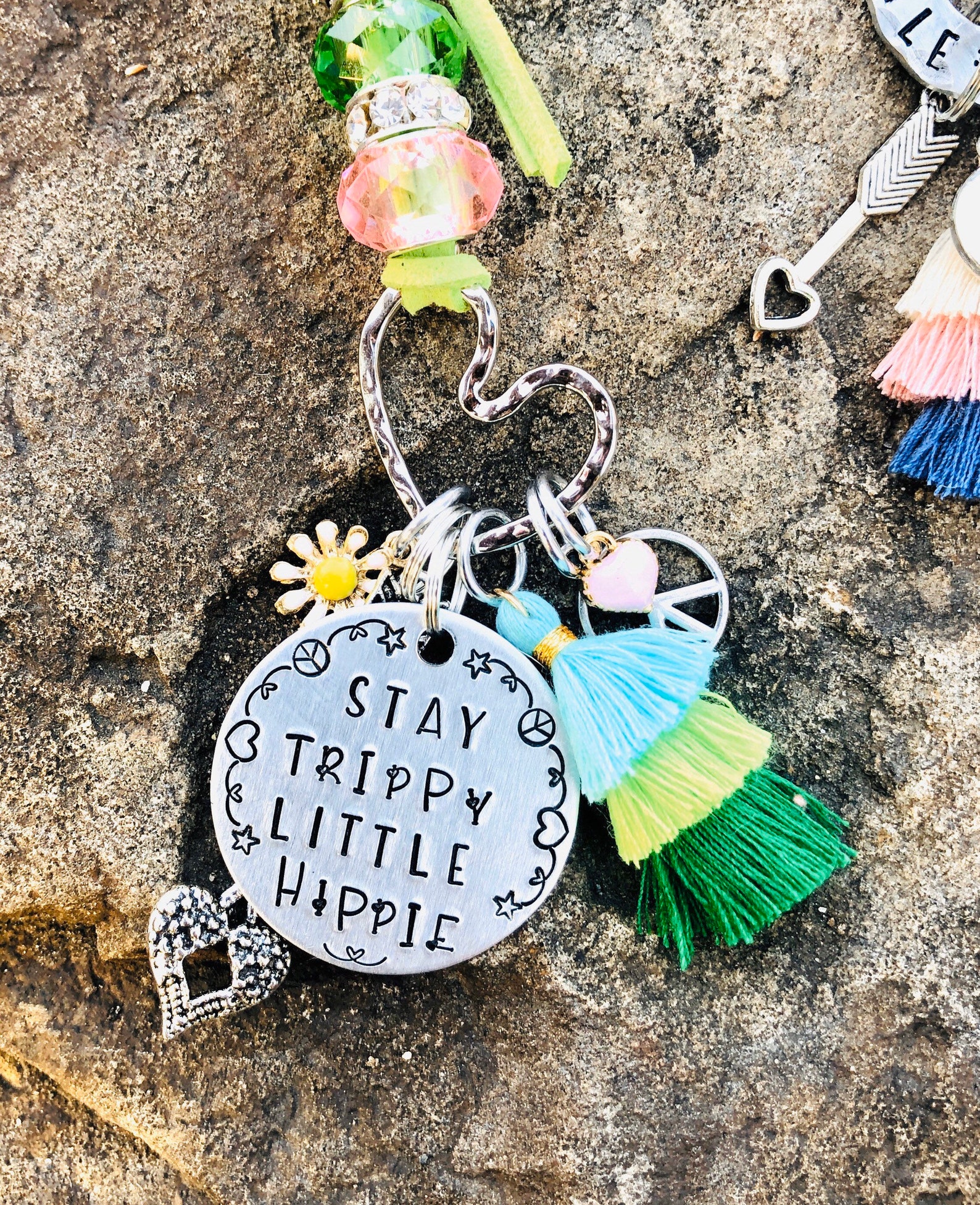 Rear View Mirror Accessories/stay Trippy Little Hippie/rear Etsy